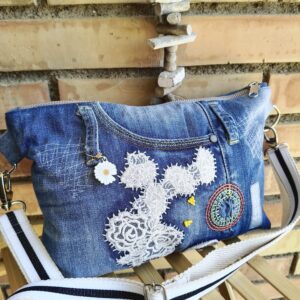 Bolso clutch denim lace